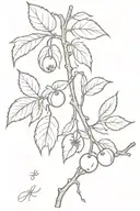  cherry branch with a G and a P blended into the contours tattoo design idea