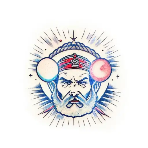 Oden face to face with Zeus tattoo design idea