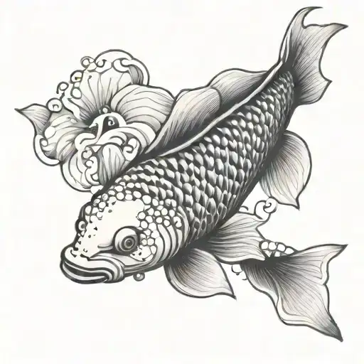 koi carp fishing leader tattoo design idea