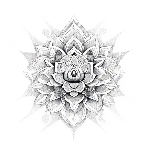 lotus with chakras in colour tattoo design idea