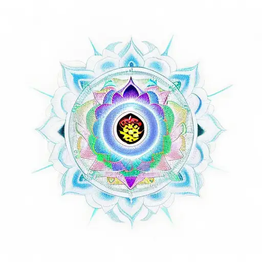 lotus with seven chakras in colour tattoo design idea