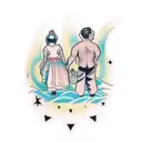 father with daighter and son, farher agend 40, children around 15 tattoo design idea