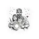 father with daighter and son, farher agend 40, children around 15 tattoo design idea