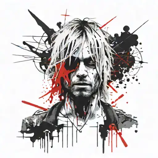 Dark demonic, Blood, Kurt Cobain, Grunge Music, Freedom of mind tattoo design idea