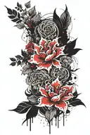 I want to cover up all my dark tattoos. I want something like balckout but with white design Floral japanese like design tattoo design idea
