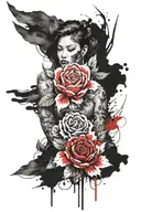 I want to cover up all my dark tattoos. I want something like balckout but with white design Floral japanese like design tattoo design idea