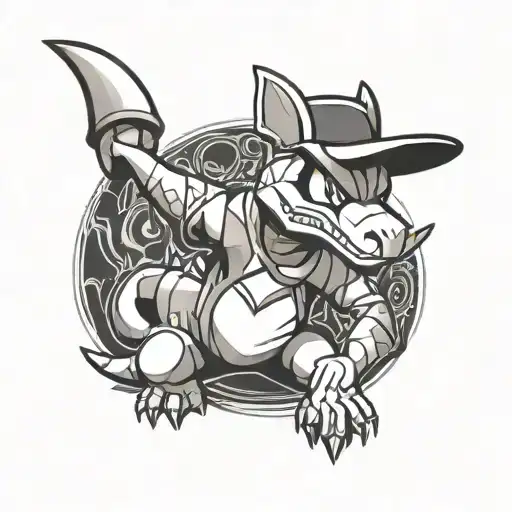 marowak pokemon and peaky blinders outfit tattoo design idea