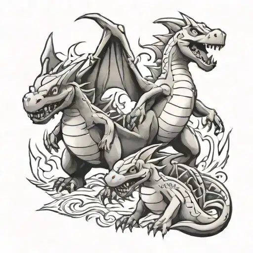pokemon charizard and charmander tattoo design idea
