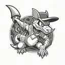 marowak pokemon and peaky blinders outfit tattoo design idea