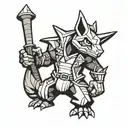 marowak pokemon and peaky blinders outfit tattoo design idea