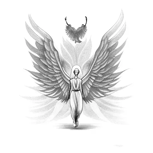 A sleek silhouette of a runner with wings, representing the idea of progress and freedom tattoo design idea