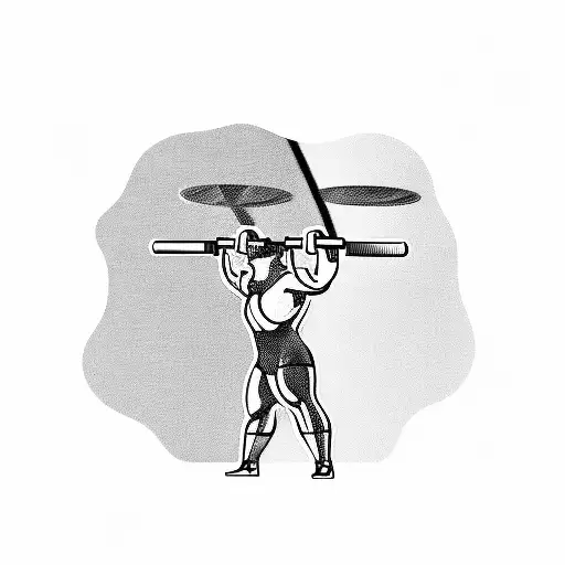 A weightlifter lifting a barbell with the word 'progress' written on it tattoo design idea