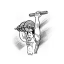 A weightlifter lifting a barbell with the word 'progress' written on it tattoo design idea