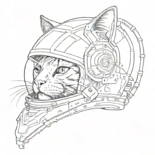 cat face in space helmet tattoo on arm will be depicted tattoo design idea