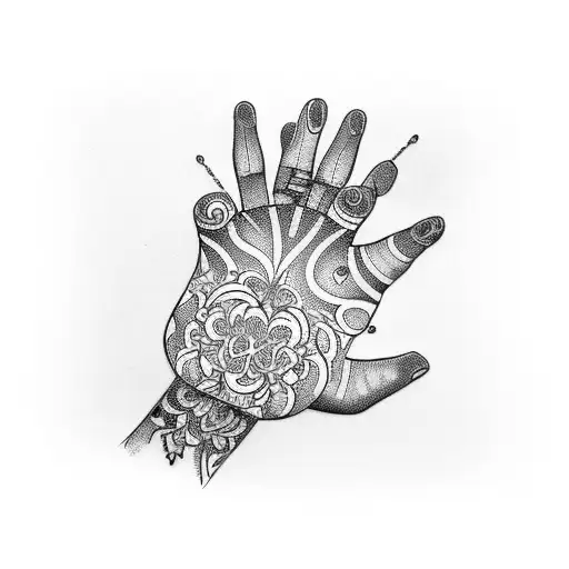 hand holding a chandelier tattoo design idea