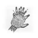 hand holding a chandelier tattoo design idea