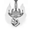 hand holding a chandelier tattoo design idea