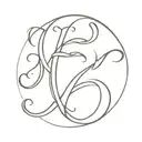 letters N and E together in caligraphy style font tattoo design idea