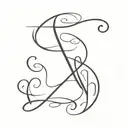 letters N and E together in caligraphy style font tattoo design idea