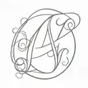 letters N and E together in caligraphy style font tattoo design idea