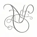 letters N and E together in caligraphy style font tattoo design idea