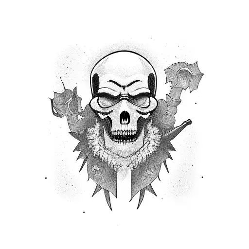 a man walking with the shadow of a grim reaper behind tattoo design idea