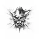 a man with a grim reaper shadow behind tattoo design idea