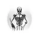 a man with a grim reaper shadow behind tattoo design idea