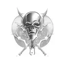 a man with a grim reaper shadow behind tattoo design idea