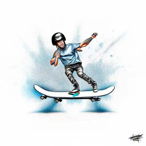 skateboarding marine tattoo design idea