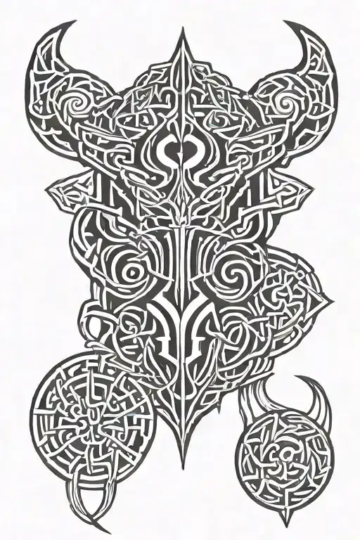 Half Autobot, half deception logo, in celtic knotwork style tattoo design idea