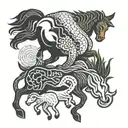 horse, sheep, snake, bird cat tattoo design idea