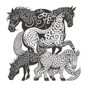 horse, sheep, snake, bird cat tattoo design idea
