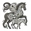 horse, sheep, snake, bird cat tattoo design idea