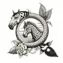 horse cat snake bird sheep tattoo design idea