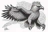 harpy eagle flying tattoo design idea