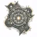 Sun shining trough clouds tattoo design idea