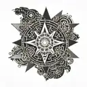 Sun shining trough clouds tattoo design idea