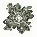 Sun shining trough clouds tattoo design idea