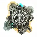 Sun shining trough clouds tattoo design idea