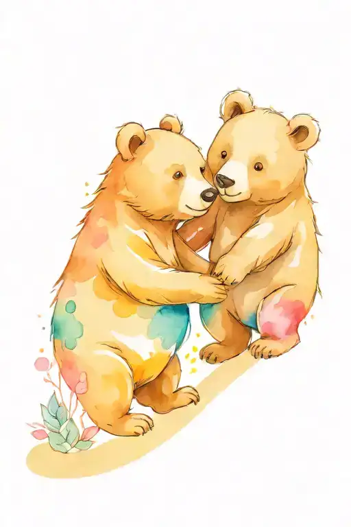 cartoon bears holding hands   tattoo design idea
