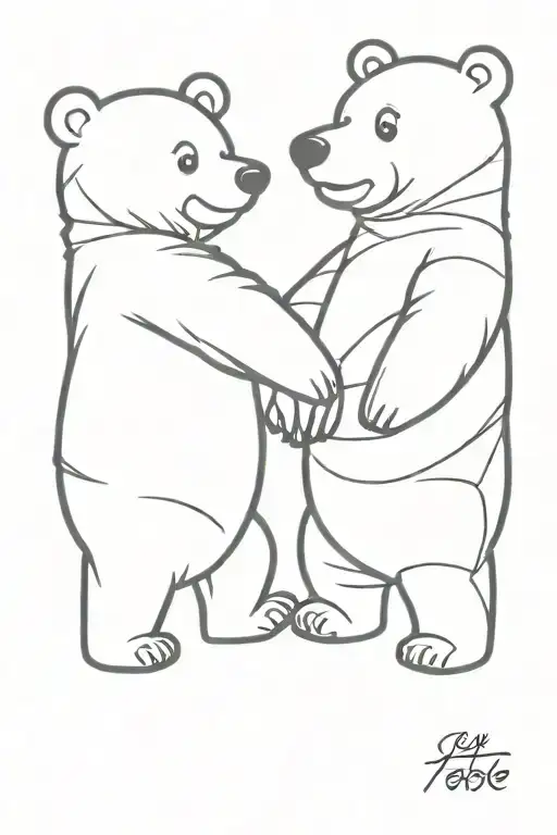 cartoon bears holding hands   tattoo design idea