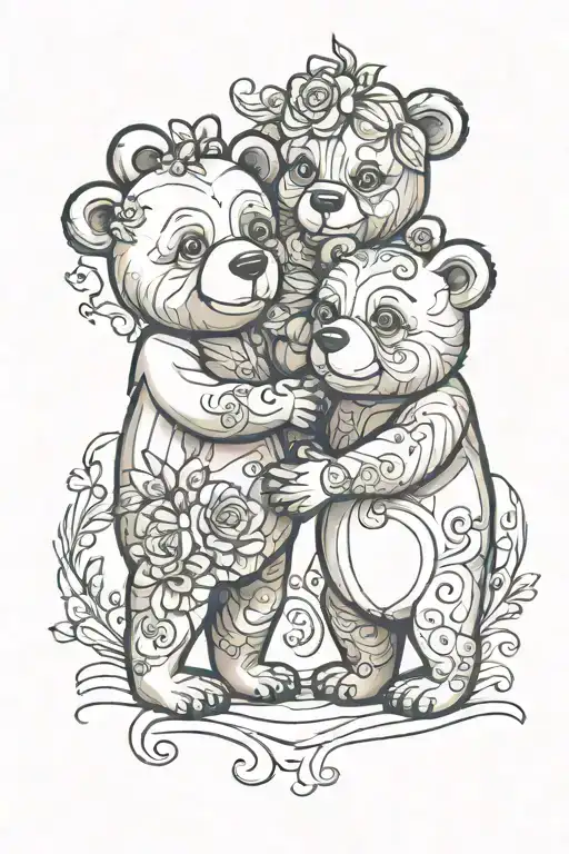 cartoon bears holding hands   tattoo design idea
