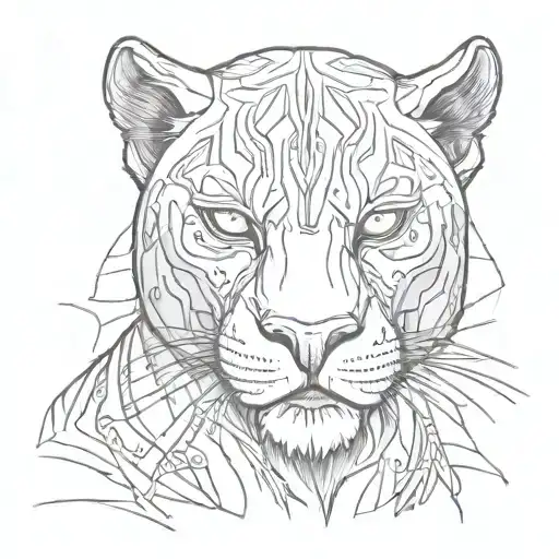 A sketch tattoo of a black panther with anime eyes tattoo design idea