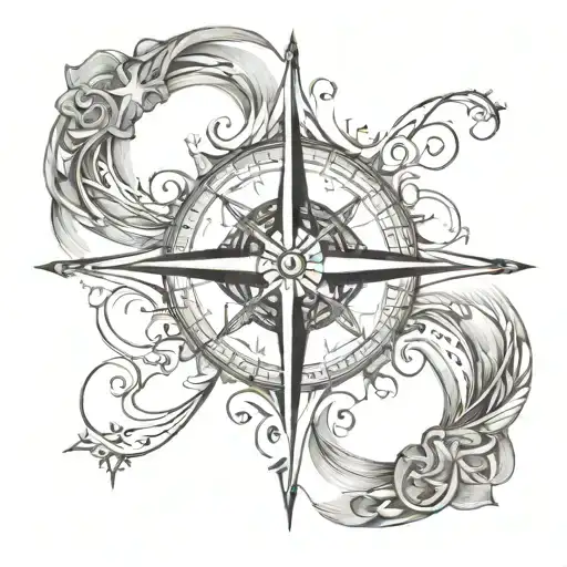 A compass rose intertwined with an infinity symbol, representing endless journeys and eternal love tattoo design idea