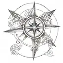 A compass rose intertwined with an infinity symbol, representing endless journeys and eternal love tattoo design idea