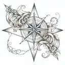 A compass rose intertwined with an infinity symbol, representing endless journeys and eternal love tattoo design idea