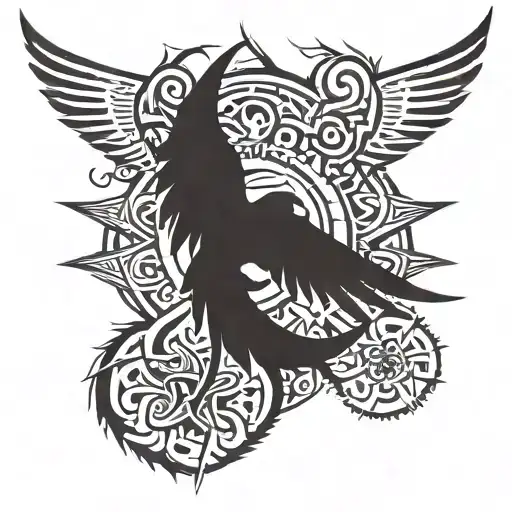 Angles and demons wing spread tattoo design idea