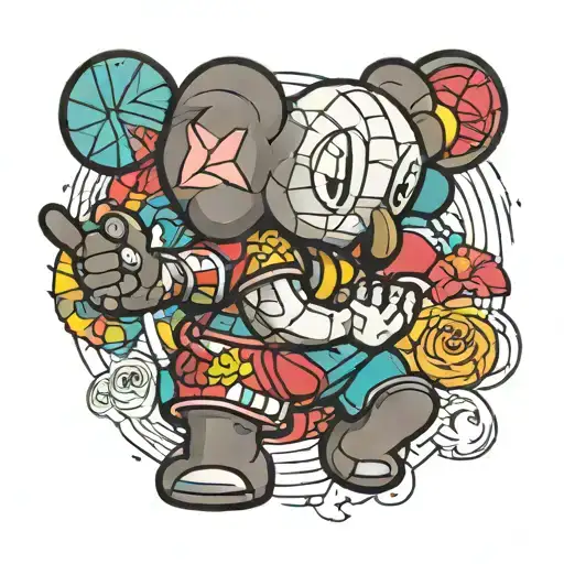 just kaws x Picasso x Kanye West made entirely tattoo design idea