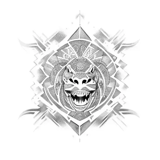 Maori turtle and lion tattoo design idea